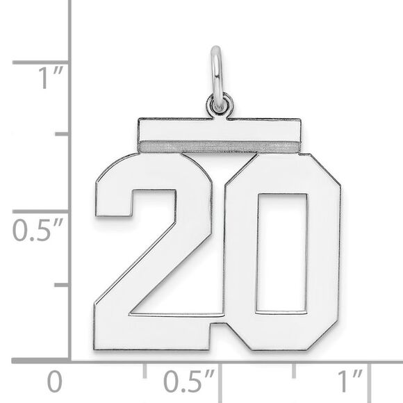 Sterling Silver, Athletic Collection, Large Polished Number 20 Pendant